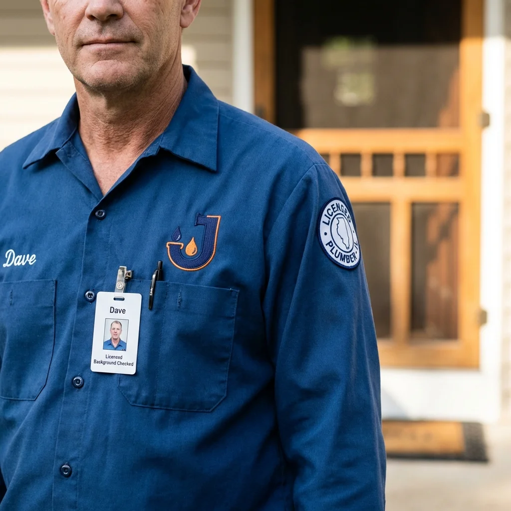 Licensed plumber showing ID badge in Port Henry, NY