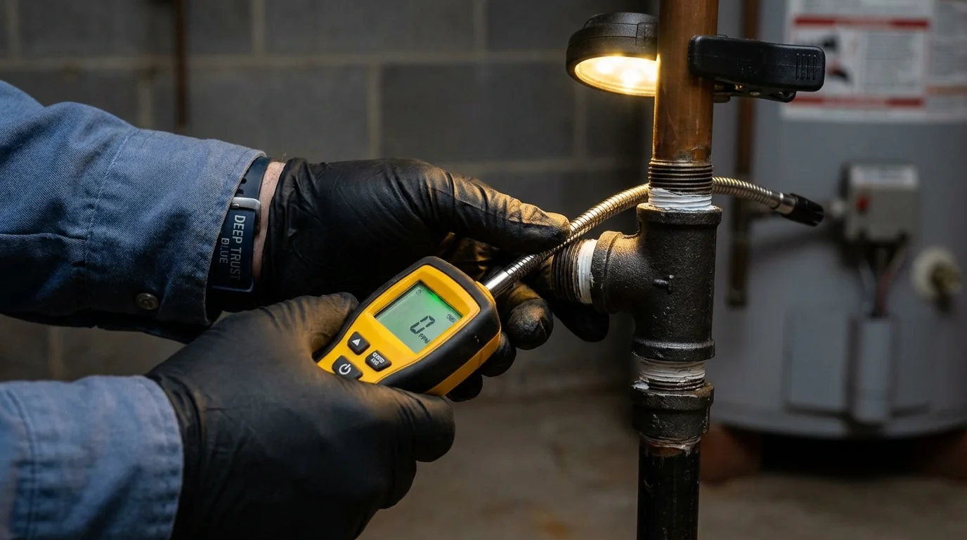 Gas leak detection with electronic sniffer by Johns Plumbing LLC in Port Henry
